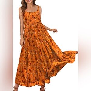 Floral Orange Maxi Dress